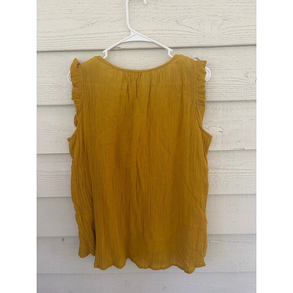 World Market Mustard Yellow Ruffle Sleeve Top Size S/M Boho Lightweight - Picture 6 of 6